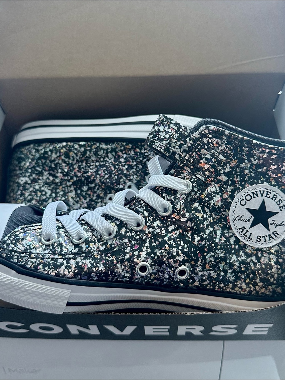 Converse Kids Chuck Taylor All Star High Tops Sz 3 - Black Glitter NEW IN BOX